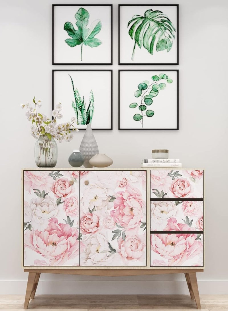 Floral Wallpaper Peel and Stick Self Adhesive Removable Watercolor Floral Wallpaper Vinyl Flower Contact Paper for Decorative Bedroom Home Wall Width 0.45 M Length 3 M