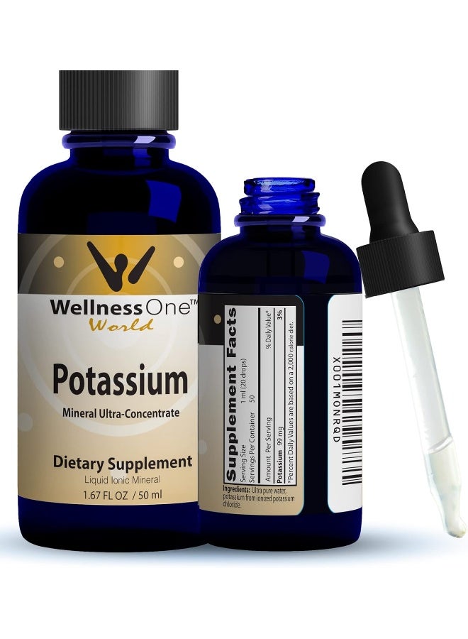 Liquid Potassium Supplement Ionized Potassium Chloride Drops For Metabolism Muscle Energy Immunity & Nervous System Easy To Take Pure Potassium Mineral Supplements 1.67 Fl Oz