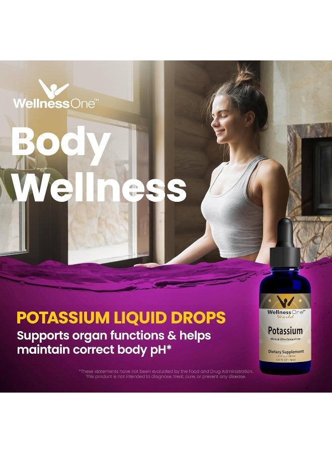 Liquid Potassium Supplement Ionized Potassium Chloride Drops For Metabolism Muscle Energy Immunity & Nervous System Easy To Take Pure Potassium Mineral Supplements 1.67 Fl Oz