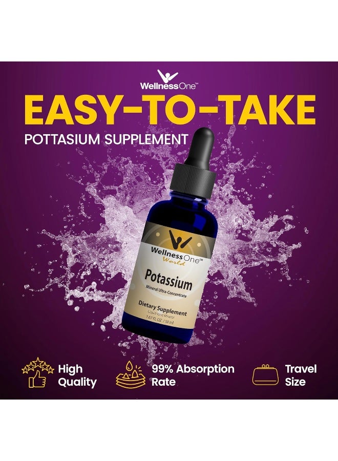 Liquid Potassium Supplement Ionized Potassium Chloride Drops For Metabolism Muscle Energy Immunity & Nervous System Easy To Take Pure Potassium Mineral Supplements 1.67 Fl Oz