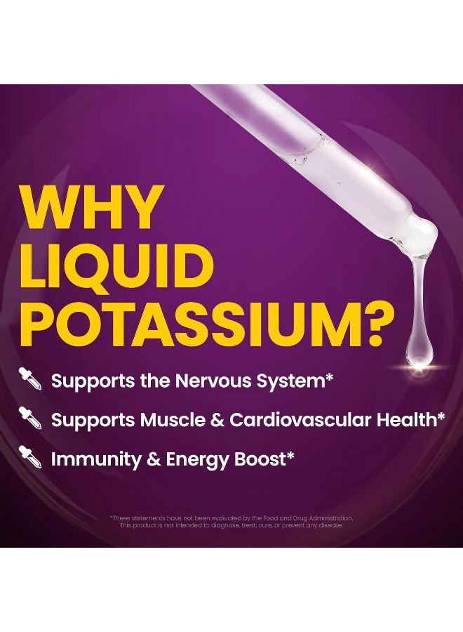 Liquid Potassium Supplement Ionized Potassium Chloride Drops For Metabolism Muscle Energy Immunity & Nervous System Easy To Take Pure Potassium Mineral Supplements 1.67 Fl Oz