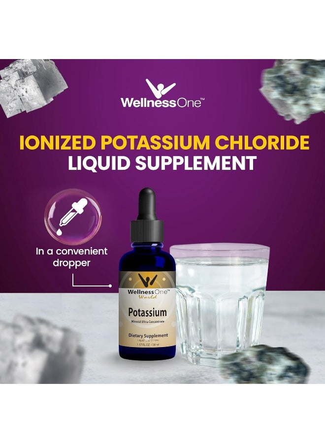 Liquid Potassium Supplement Ionized Potassium Chloride Drops For Metabolism Muscle Energy Immunity & Nervous System Easy To Take Pure Potassium Mineral Supplements 1.67 Fl Oz