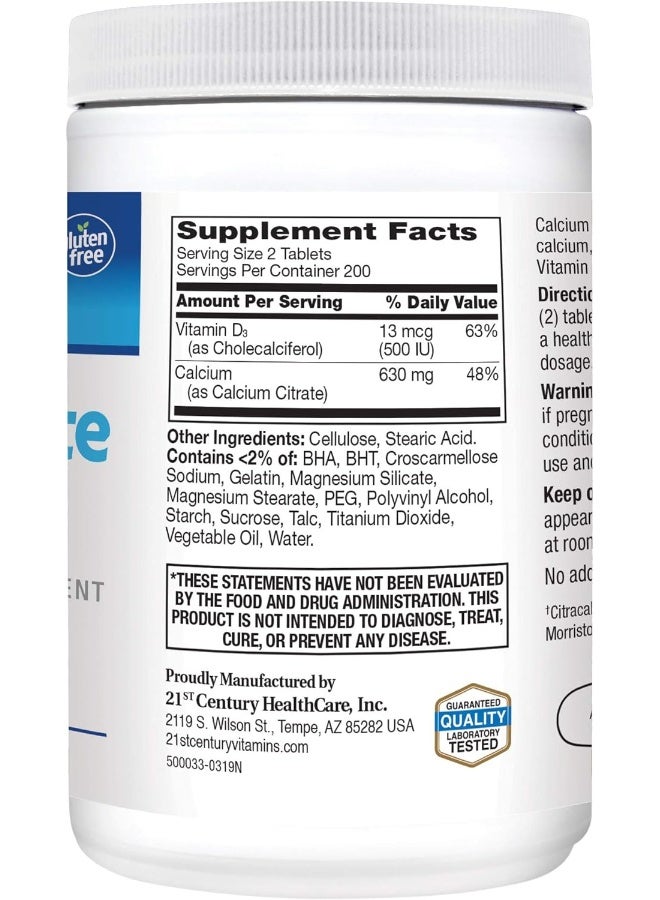 Vitamins Calcium Citrate Plus D3 Maximum Tablets 400 Count