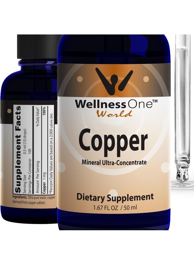 Liquid Copper Supplements Immune Support Copper Sulfate Also Great For Joint Nerve & Bone Health Copper Supplement Drops Maximizes Iron Absorption For Kids Men & Women 1.67 Fl Oz