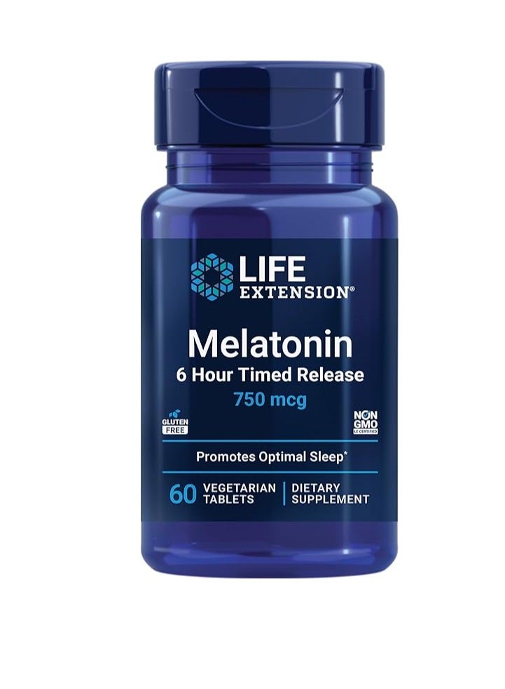 Melatonin 6 Hour Timed Release 750mcg 60 Veg Capsules