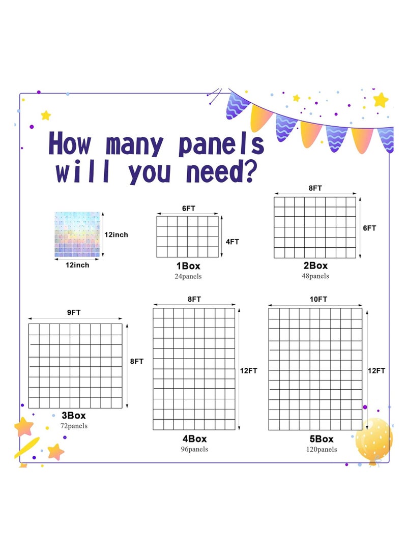 Rainbow Blue Shimmer Wall Backdrop 24PCS Rainbow Blue Sequins Backdrop Decoration Panels, Photo Backdrops for Baby Shower Mermaid Unicorn Birthday Anniversary Wedding Decoration