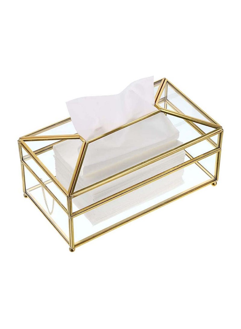 Luxury Transparent Glass Tissue Box Decorative Tissue Holder for Bedroom Home Dresser Vanity-Antique Decor