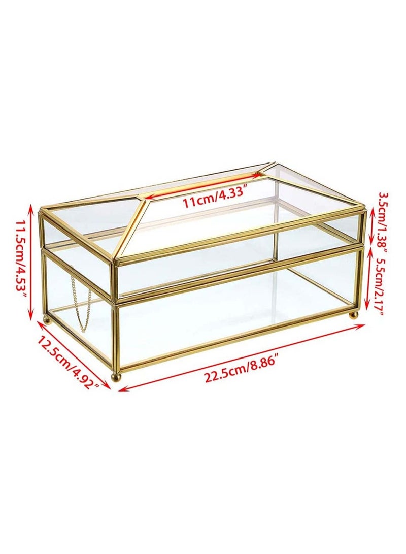 Luxury Transparent Glass Tissue Box Decorative Tissue Holder for Bedroom Home Dresser Vanity-Antique Decor