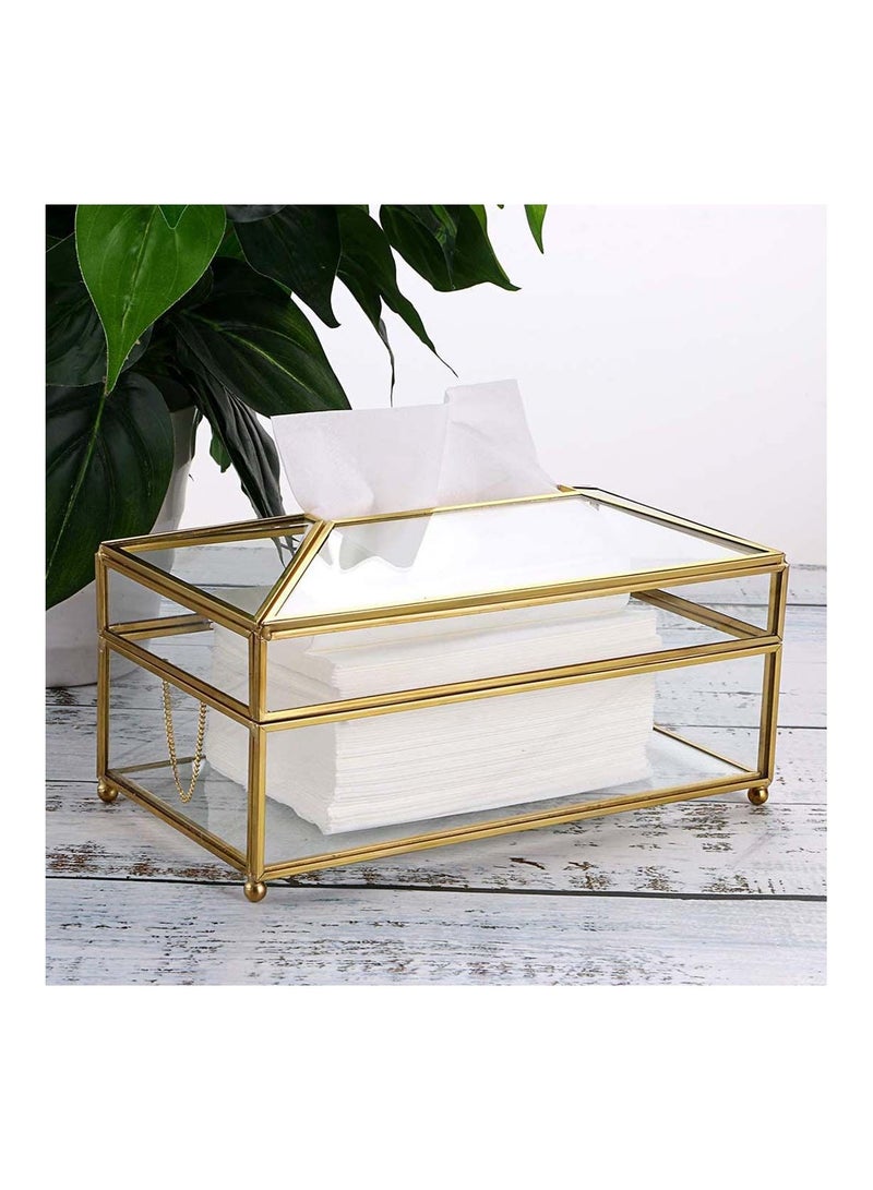 Luxury Transparent Glass Tissue Box Decorative Tissue Holder for Bedroom Home Dresser Vanity-Antique Decor