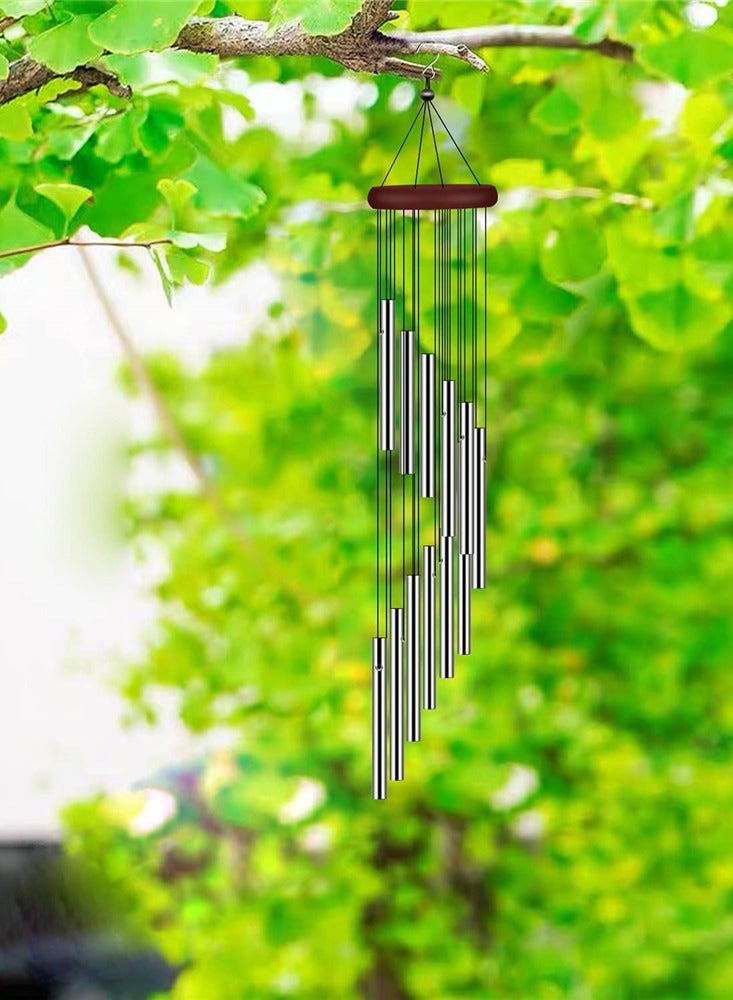 Outside Wind Chimes, Wind Chimes Outdoor Clearance with 12 Aluminum Alloy Tubes and Hook, Memorial Wind Chimes Gift Decoration for Home, Patio, Garden, Outdoor