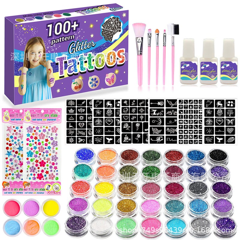 41 Color Glitter Tattoo Kit Temporary Party Stage Makeup