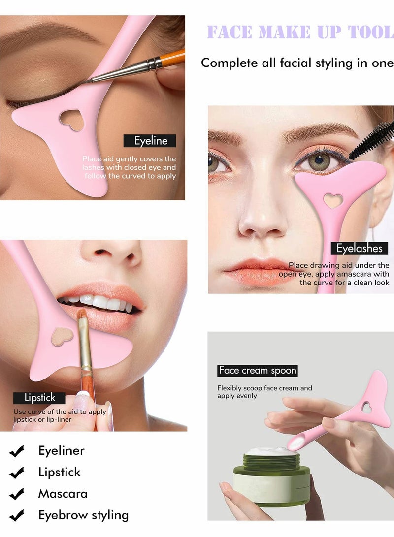 Eyeliner Stencils Wing Tips, Cat Eyeliner Stencil Molds Pads Silicone Eyeliner Aid Marscara Drawing Aid, Face Cream, Easy Makeup Tool, Resusable Eyeliner Applicator Tool (Pink)