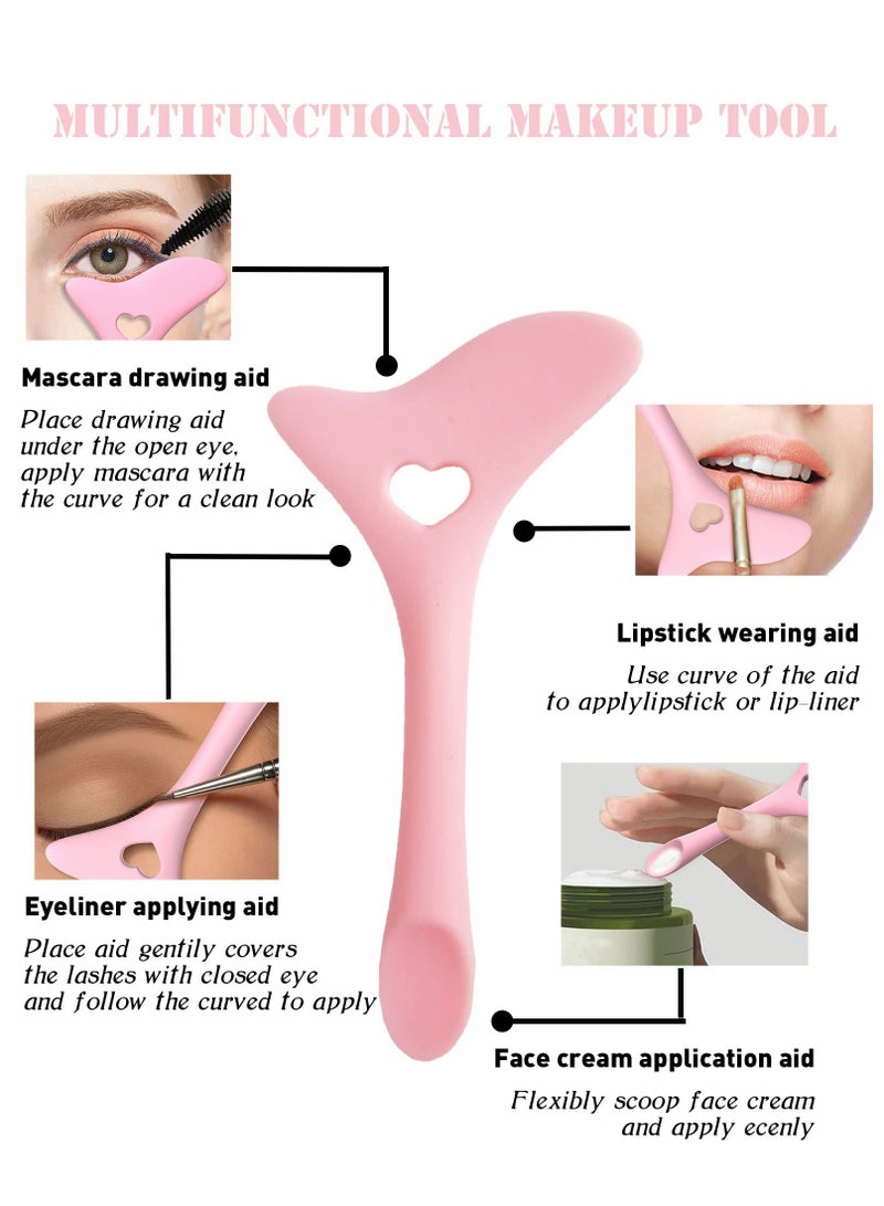 Eyeliner Stencils Wing Tips, Cat Eyeliner Stencil Molds Pads Silicone Eyeliner Aid Marscara Drawing Aid, Face Cream, Easy Makeup Tool, Resusable Eyeliner Applicator Tool (Pink)