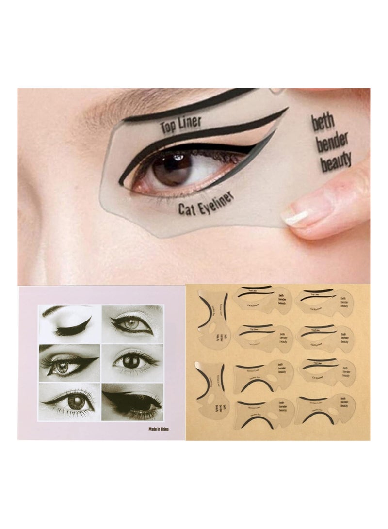 20 Pcs Eye Make-Up Eyeliner Stencil Cards Template Sticker for Smokey or Winged Eye