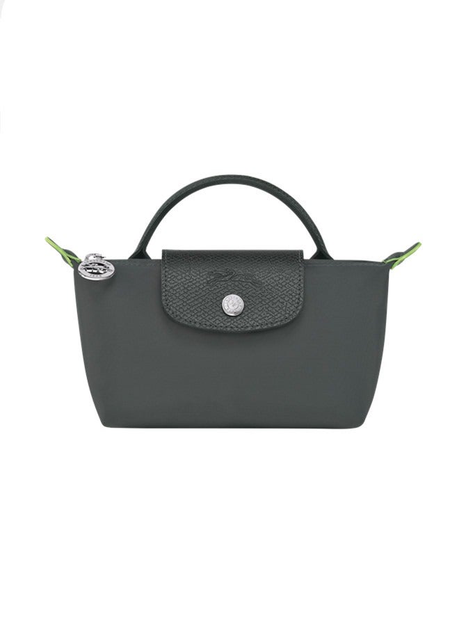 Longchamp Women's Classic Fashion Versatile Mini Makeup Bag, Handbag, Shoulder Bag, Handheld Small Bag Graphite Grey