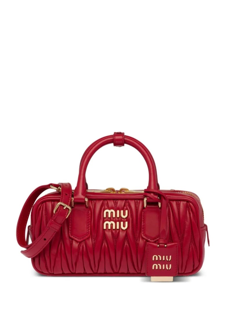 MIU Small Arcadie Top Handle Bag in Matelassé Nappa Leather Crossbody Shoulder