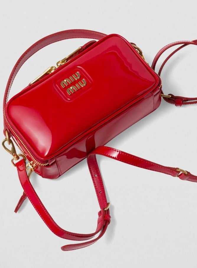 miu Leather and Patent Shoulder Bag