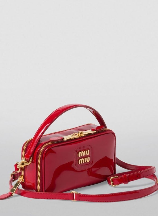 miu Leather and Patent Shoulder Bag