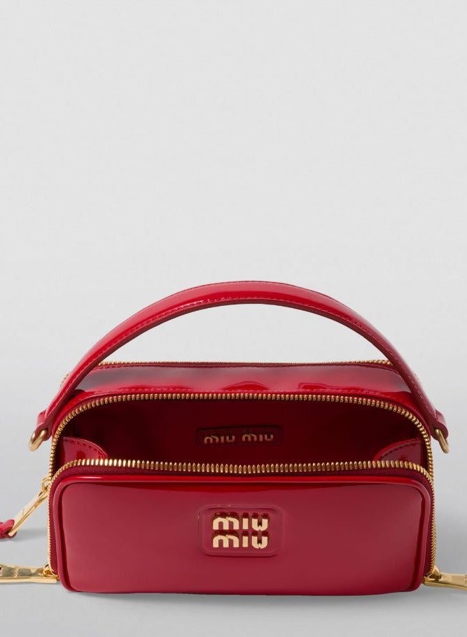 miu Leather and Patent Shoulder Bag