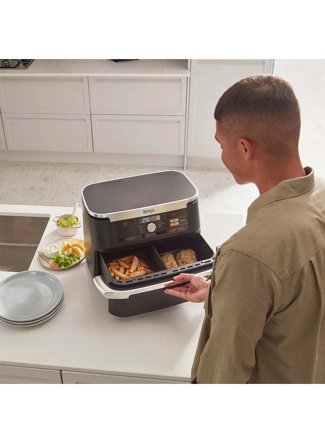 Foodi FlexDrawer Air Fryer, Dual Zone With Removable Divider, Large 10.4L Drawer, 7-In-1, Air-Fryer Uses No Oil, Air Fry, Roast, Bake, Max Crisp, Non-Stick Dishwasher Safe Parts 10.4 L 2470 W AF500ME Black