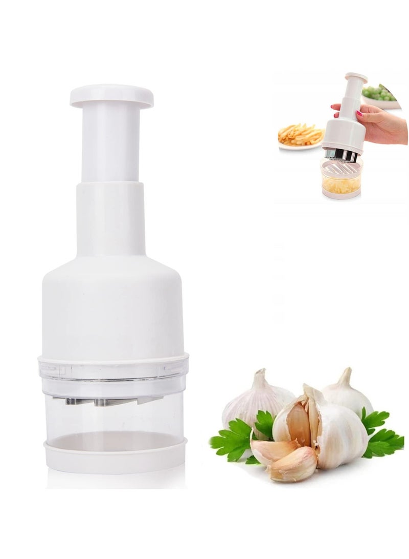 SYOSI Food Chopper, Manual Vegetable Chopper, Fruit Chopper, Garlic Chopper, Hand Press Chopper for Onion, Garlic, Nut, Manual Food Chopper for Kitchen, Dishwasher Safe (White)