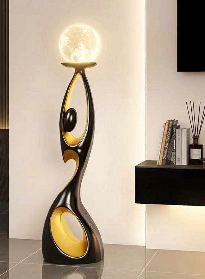 Modern Luxury Design Resin Art Sculpture Decorative Floor Lamp Creative Floor Decoration Night Glow LED Moon Light for Living Room Home Office (Fully Assembled) 21 x 23 x 82 cm