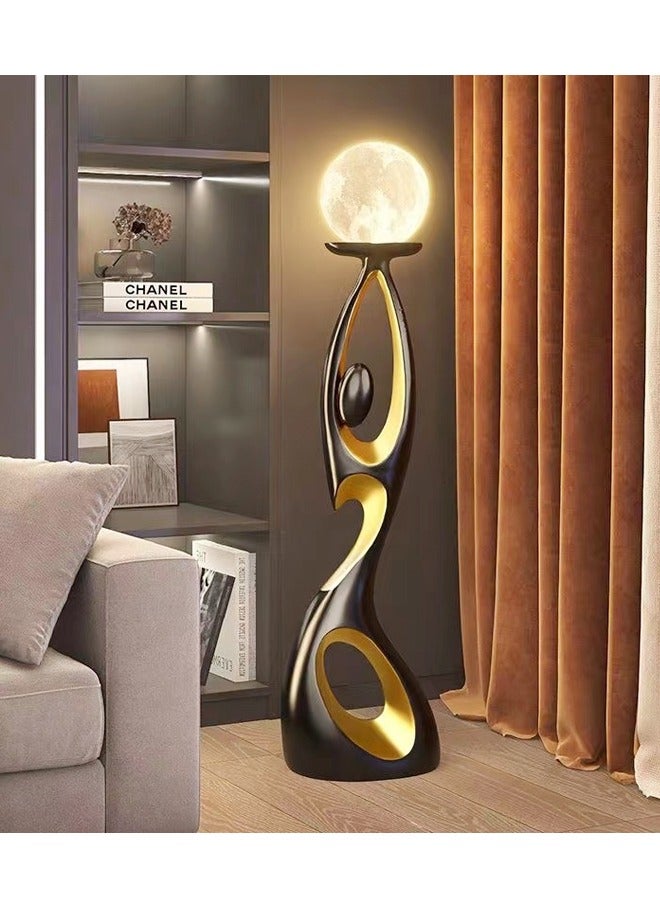 Modern Luxury Design Resin Art Sculpture Decorative Floor Lamp Creative Floor Decoration Night Glow LED Moon Light for Living Room Home Office (Fully Assembled) 21 x 23 x 82 cm