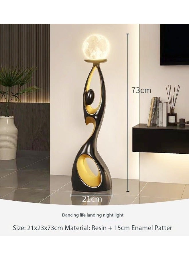 Modern Luxury Design Resin Art Sculpture Decorative Floor Lamp Creative Floor Decoration Night Glow LED Moon Light for Living Room Home Office (Fully Assembled) 21 x 23 x 82 cm