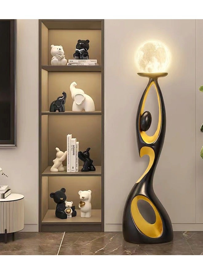 Modern Luxury Design Resin Art Sculpture Decorative Floor Lamp Creative Floor Decoration Night Glow LED Moon Light for Living Room Home Office (Fully Assembled) 21 x 23 x 82 cm