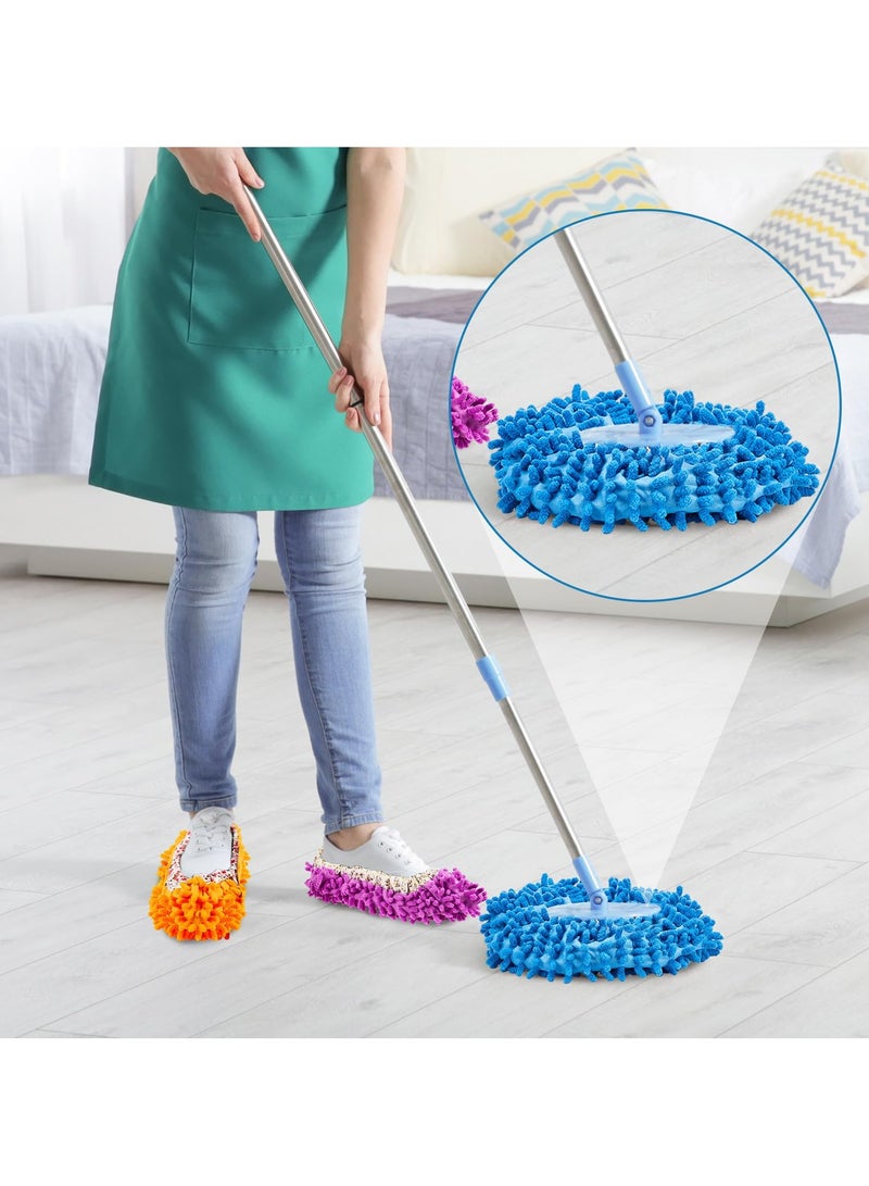 Mop Slippers Shoes for Floor Cleaning Washable Reusable Duster Slippers Microfiber Cleaning Socks for Cleaning Men Women Sweeper Floor Cleaning Tools for House Office 5 Colors 5 Pairs