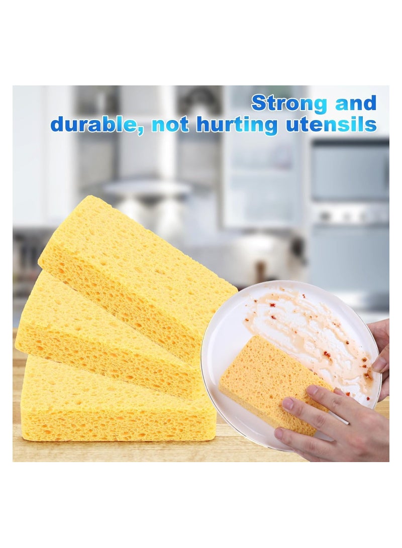 Car Wash Sponges, 10 Pcs Compressed Cellulose Sponges, Natural Wood Pulp Sponges for Dish Bowl Washing, Household Cleaning Scrub Sponges Absorbent Good for Kitchen Bathroom Car