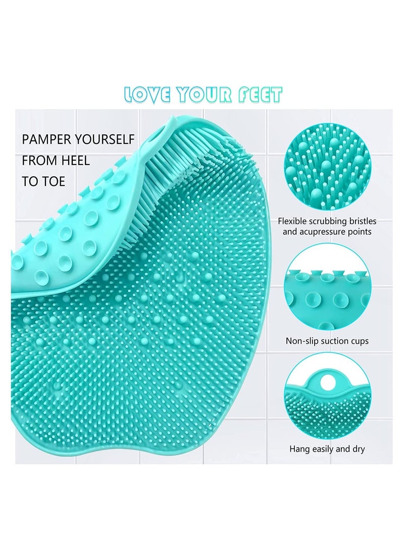 Foot Scrubber Cleaner Massager Shower Brush with Non-Slip Suction Cups and Soft Acupressure Massage Mat for Care Circulation & Reduces Pain