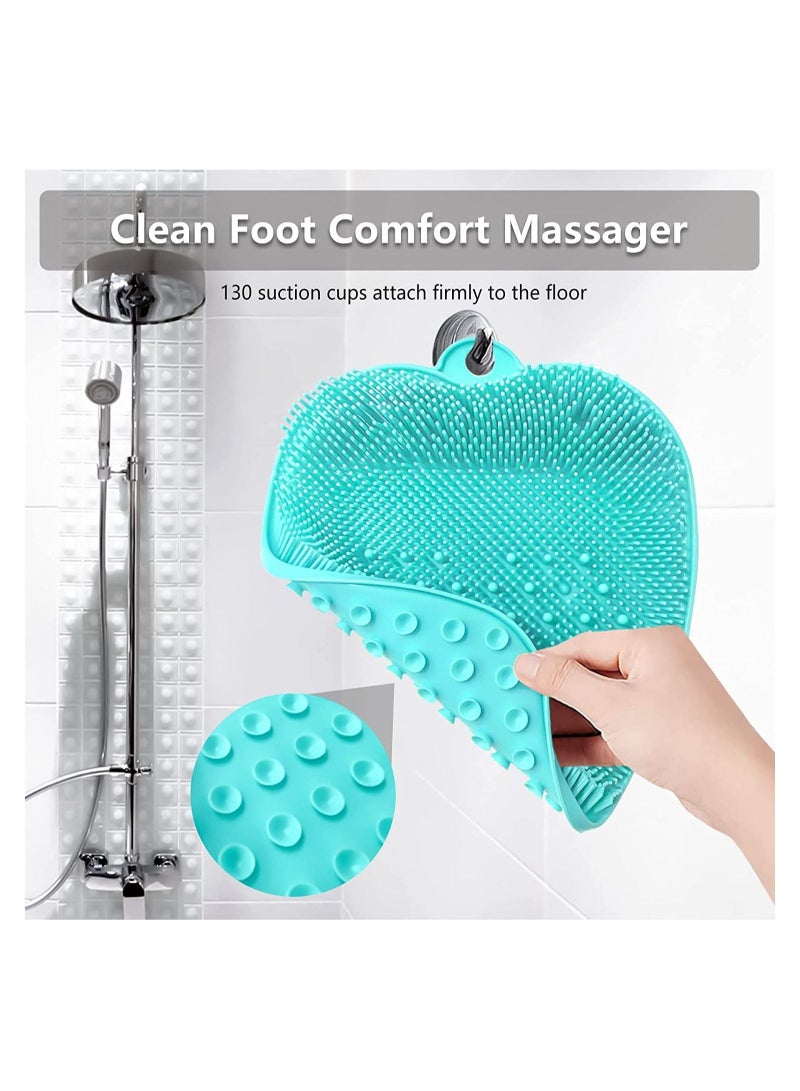 Foot Scrubber Cleaner Massager Shower Brush with Non-Slip Suction Cups and Soft Acupressure Massage Mat for Care Circulation & Reduces Pain