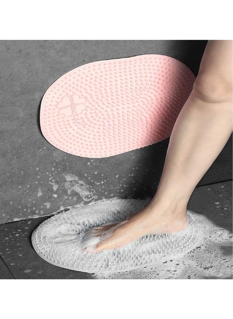 Foot Scrubber Cleaner Massager Shower Brush with Non-Slip Suction Cups and Soft Acupressure Massage Mat for Care Circulation & Reduces Pain