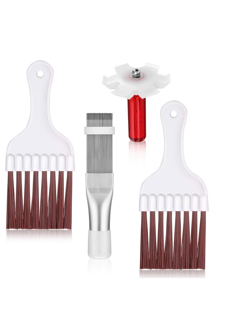 Air Conditioning Cleaning Brush, Stainless Steel Air Conditioning Fin comb Whisk Brush Evaporator Cooler Repair Tool for Refrigerator Coil Cleaning Brush, 4 pieces