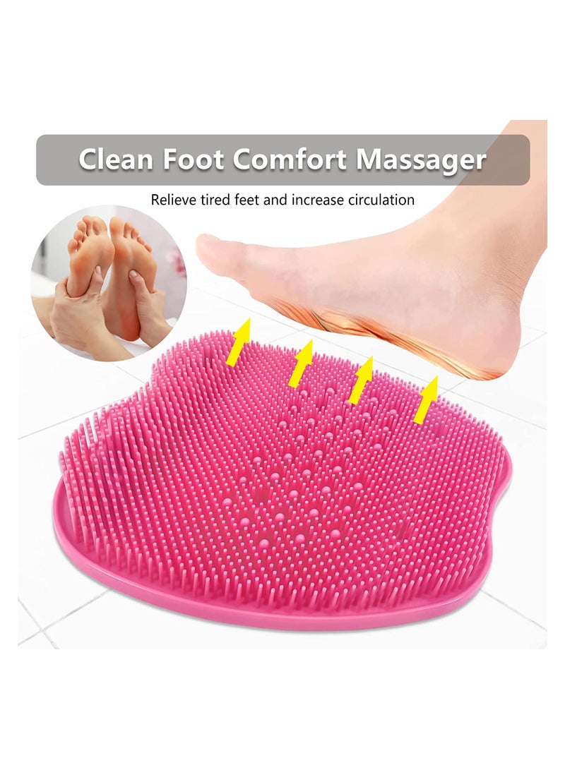 Foot Scrubber Cleaner Massager Shower Brush with Non-Slip Suction Cups and Soft Acupressure Massage Mat for Care Circulation & Reduces Pain