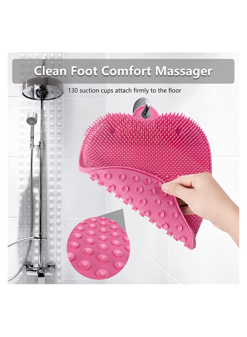 Foot Scrubber Cleaner Massager Shower Brush with Non-Slip Suction Cups and Soft Acupressure Massage Mat for Care Circulation & Reduces Pain