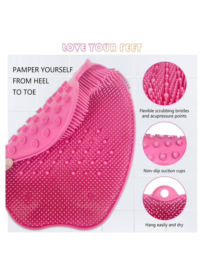 Foot Scrubber Cleaner Massager Shower Brush with Non-Slip Suction Cups and Soft Acupressure Massage Mat for Care Circulation & Reduces Pain