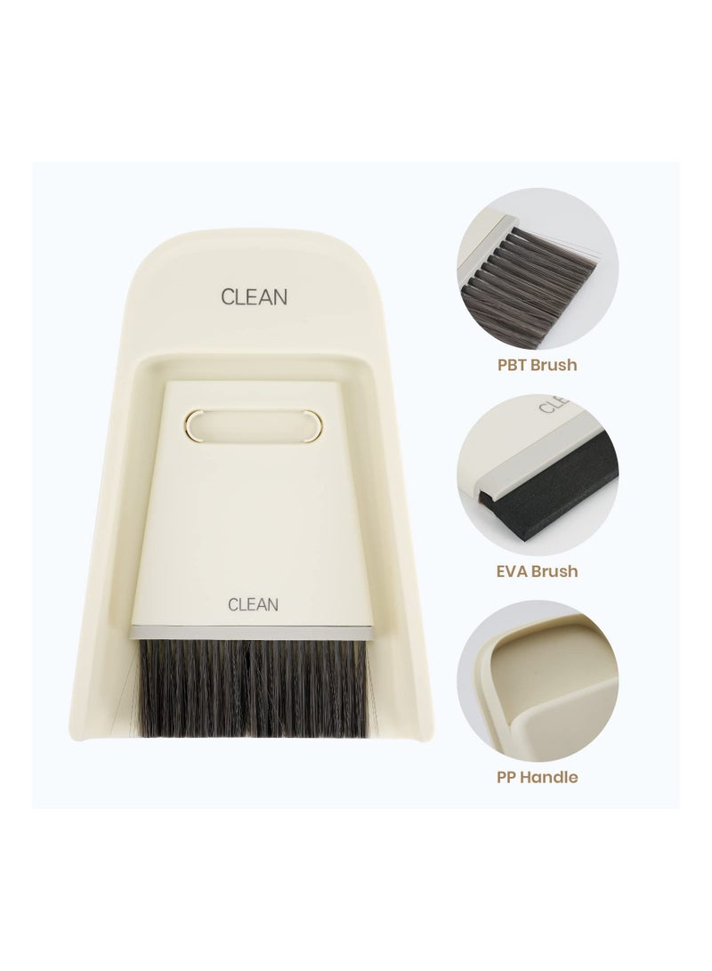 SYOSI Bar Table Cleaning Brush Set, Coffee Table Cleaning Brush, Mini Desktop Cleaning Brush, 1 Dustpan + 2 Brush Heads, Mini Broom Dustpan Combination Set for Barista Home Kitchen