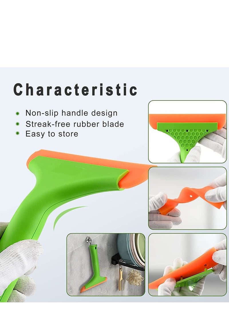 Silicone Small Squeegee Flexible Rubber Squeegee Shower Squeegee W Non Slip Handle Auto Water Blade Window Tint Squeegee for Car Windshield Mirror Glass Door Bathroom 2PCSGreen