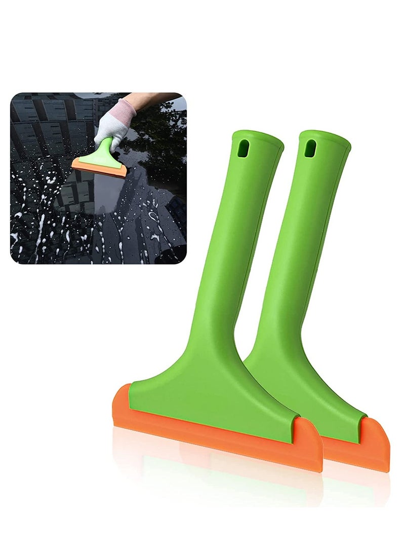 Silicone Small Squeegee Flexible Rubber Squeegee Shower Squeegee W Non Slip Handle Auto Water Blade Window Tint Squeegee for Car Windshield Mirror Glass Door Bathroom 2PCSGreen