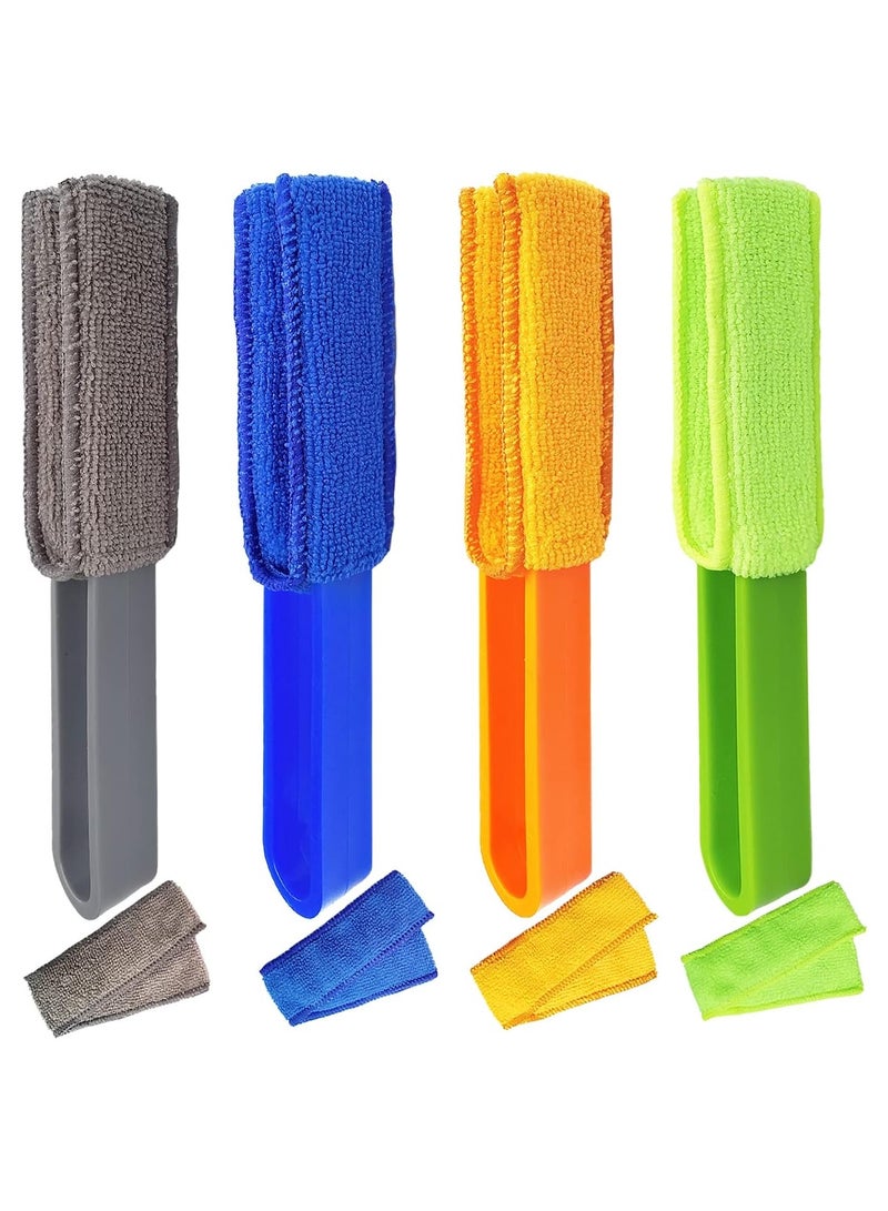 4 Pack Window Blinds Cleaner Duster Brush Blinds Duster with 4 Microfiber Sleeves Blinds Cleaning Tools for Window Blinds Air Conditioner Vents Fans Car Vents Jalousie Dust