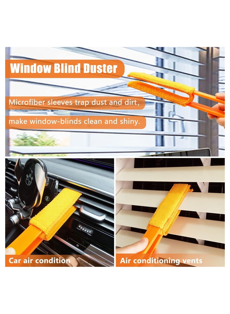 4 Pack Window Blinds Cleaner Duster Brush Blinds Duster with 4 Microfiber Sleeves Blinds Cleaning Tools for Window Blinds Air Conditioner Vents Fans Car Vents Jalousie Dust