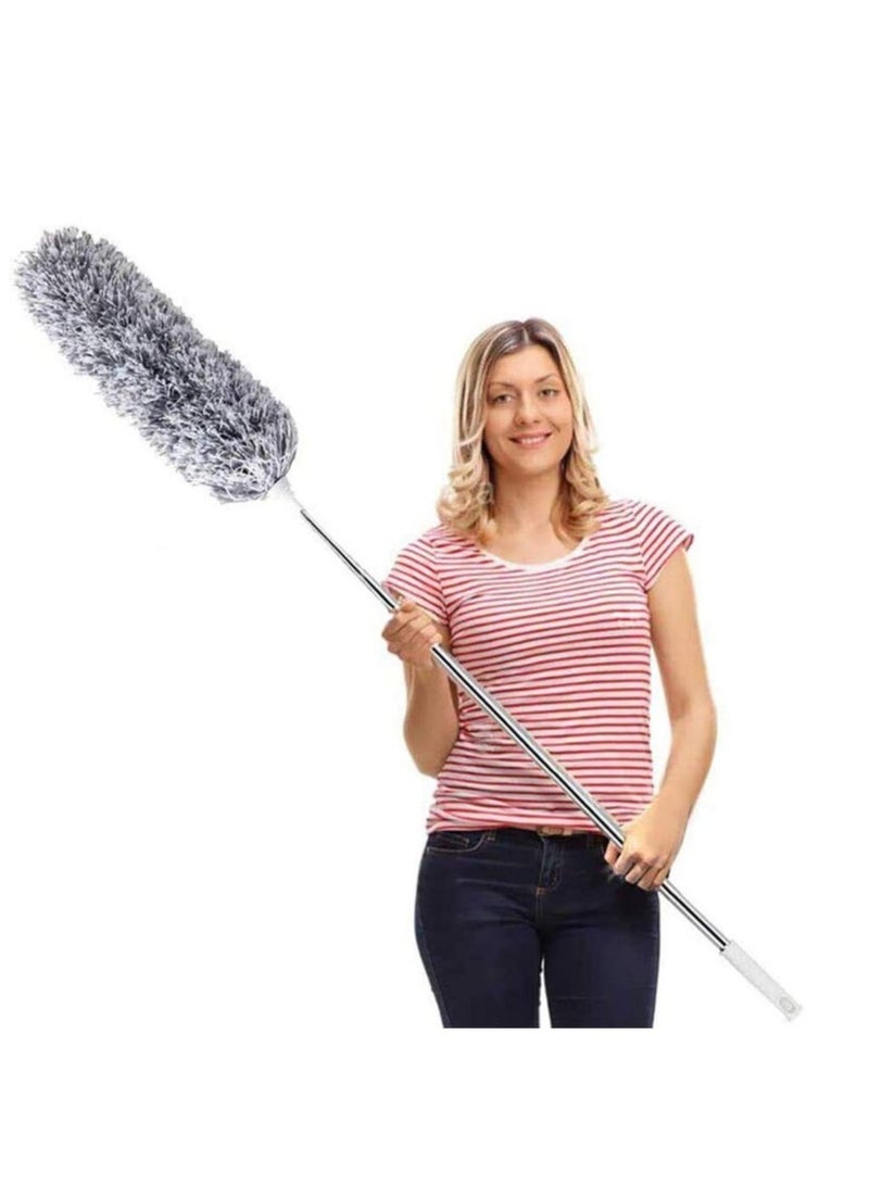 Feather Duster Extendable Duster Microfiber Long Extension Pole Scratch Resistant Cover, Washable, Cleaning High Ceiling Fans, Blinds, Cobweb Extendable Feather Duster