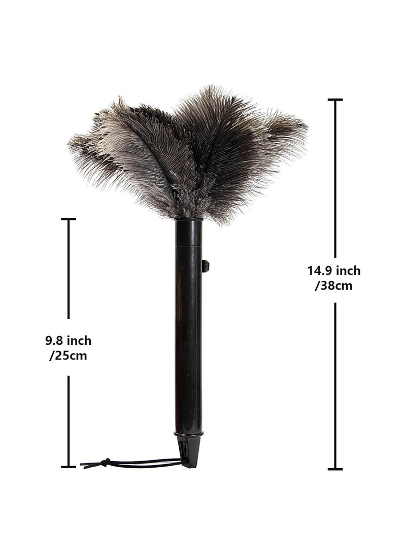 2 Pcs Retractable Ostrich Feather Duster for Cleaning Fluffy and Natural Feather Duster with Retractable Handle Reusable Eco-Friendly Handheld Cleaning Supplies for Cleaning Keyboard Home Car