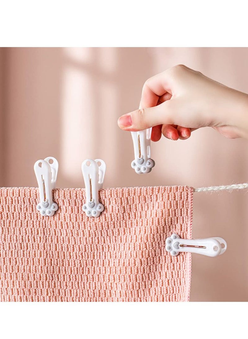 Plastic Clothespins Laundry Clothes Pins-24 Pack, Traceless Clothes Pegs, Bag Clips, Food Package Clip, with Cat Claw Pattern(Pink & Gray)