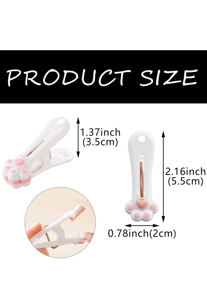Plastic Clothespins Laundry Clothes Pins-24 Pack, Traceless Clothes Pegs, Bag Clips, Food Package Clip, with Cat Claw Pattern(Pink & Gray)