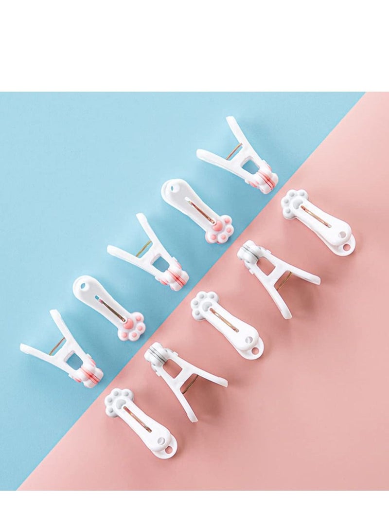 Plastic Clothespins Laundry Clothes Pins-24 Pack, Traceless Clothes Pegs, Bag Clips, Food Package Clip, with Cat Claw Pattern(Pink & Gray)