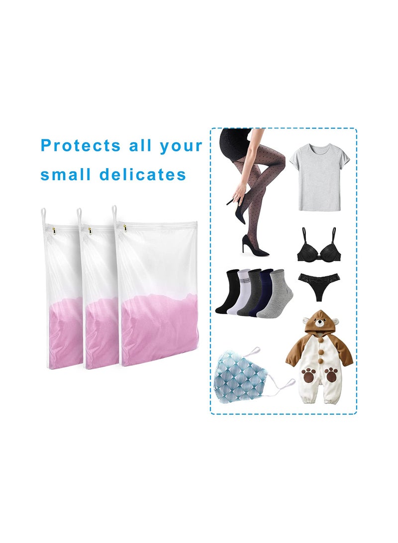 3 Pcs Delicates Laundry Bags Fine Mesh Wash Bag Mesh Laundry Bags Travel Storage Organize Bag Clothing Washing Bags for Lingerie Underwear Bra Silk Socks with Hanging Loop