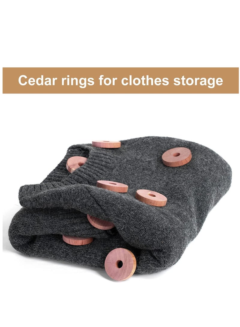 Cedar Rings for Hangers Blocks for Clothes Storage 100% Natural Aromatic Wood for Closets and Drawers Accessories Freshener 24-Pack